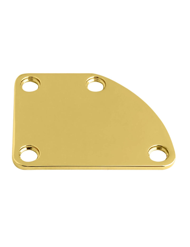 Metallor Electric Guitar Neck Plate Curved Cutaway Semi Round Neck Joint Back Mounting Plate for Stratocaster Telecaster Style Electric Guitar Bass Parts Replacement 4 Holes with Screws Gold. Gold-1