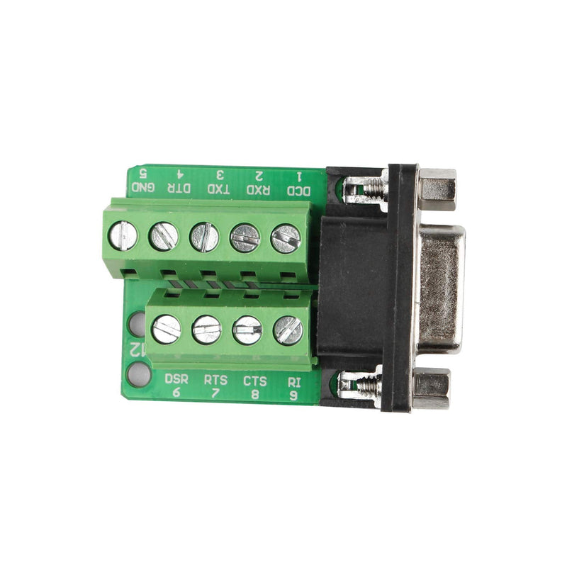 Futheda 2PCS D-SUB DB9 RS232 Interface Breakout Board Connector 9 Pin 2 Row Female RS-232 Serial Port Solderless Terminal Block Adapter with Positioning Nuts