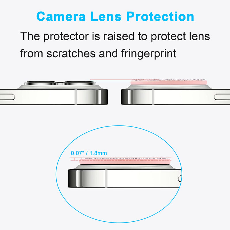 [2 Pack] Wisdompro Bling Camera Lens Protector for iPhone 13 Pro Max 6.7 inch, for iPhone 13 Pro 6.1 inch, Glitter Diamond Crystal Metal Lens Decoration Cover Accessories (Rose Gold and Silver) for iPhone 13 Pro Max & 13 Pro (Rose Gold + Silver)