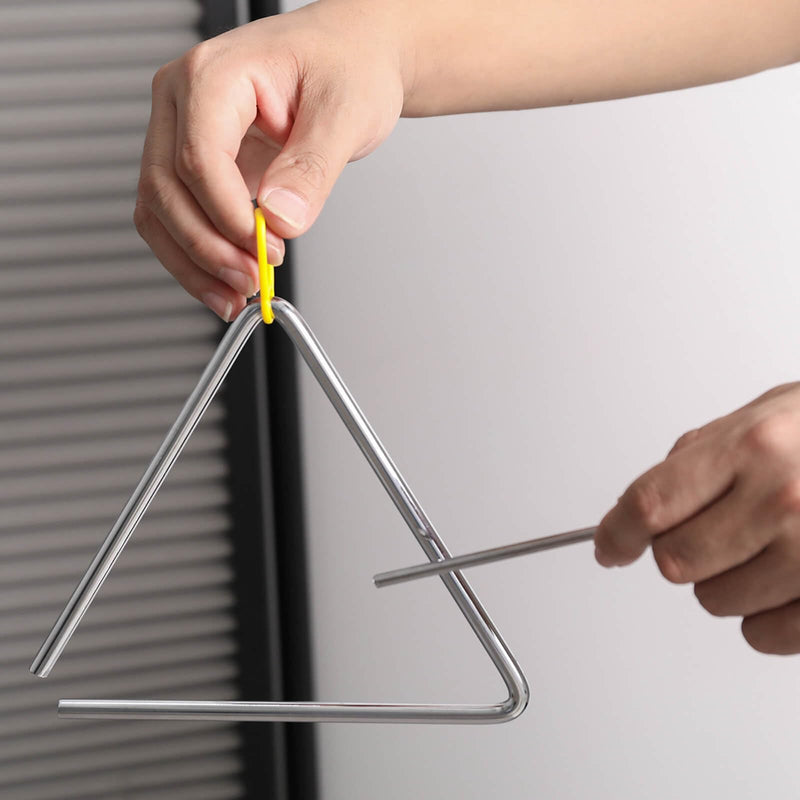 Musical Steel Triangle Hand Percussion Instrument With Striker - Rhythm Steel Triangles Music Instrument - 3 Pcs (6 7 8 Inch) 6/7/8 inch
