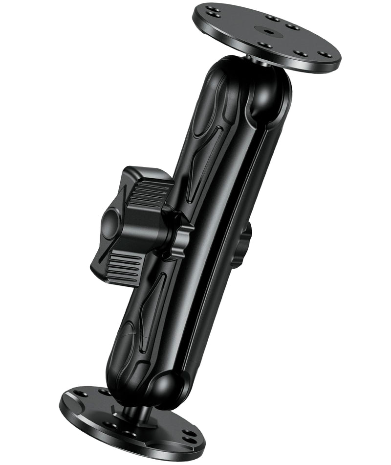 VAZESWIN 1" Ball Fish Finder Mount for Garmin Striker 4/Plus 4/Vivid 4cv | Aluminum Alloy, 5.9" Long Arm & Double AMPS Round Plates, Universal Marine Electronic Mount for Lowrance Humminbird Raymarine