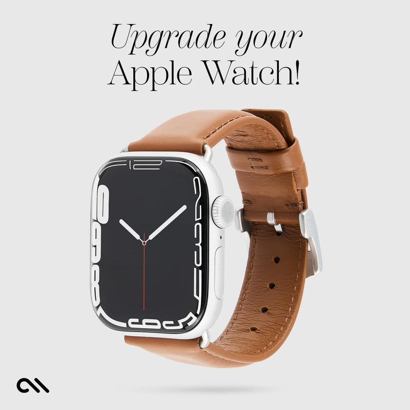 Case-Mate Apple Watch Leather Band for Women - Compatible with 38mm - 42mm iWatch Series 11/10/9/8/7/6/5/4/3/2/1 and SE - Signature Premium Leather Band Strap - Easy to Install and Remove - Cognac