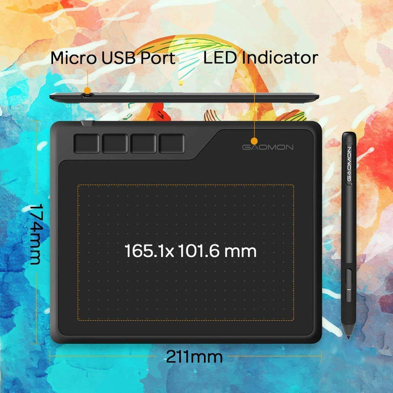 GAOMON S620 Pen Tablet & AP32 Pen- Graphics Drawing Tablet for Digital Drawing/ 2D 3D Animation/Annotating Signing/Online Tutoring