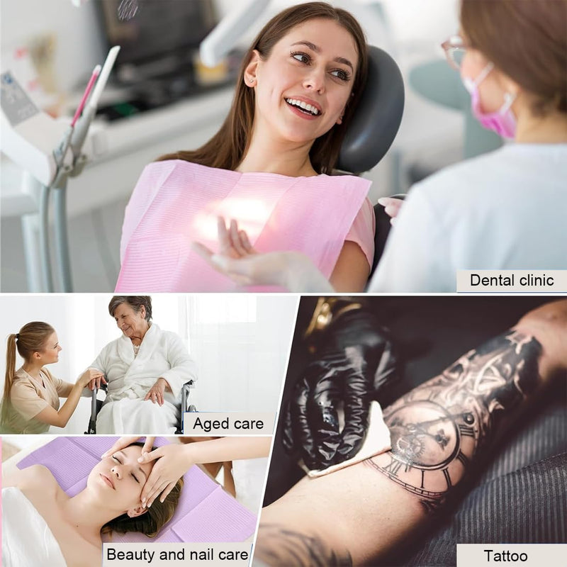 [AUSTRALIA] - WUSJCOF Pack of 50 Premium Disposable Dental Bibs, Waterproof Tattoo Bibs, Tattoo Tablecloths, Clean Pad, Tattoo Tray Covers, Multi-Purpose (Black) 
