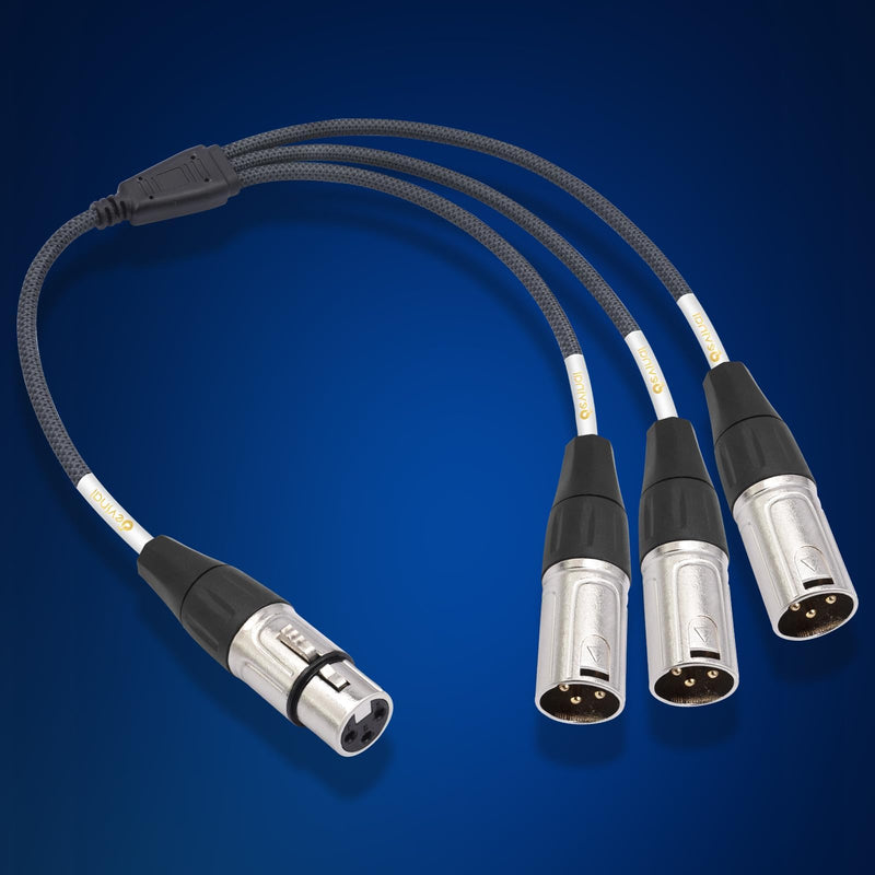 XLR 3 Way Splitter Cable, Devianl 1 Female to 3 Male XLR Split, Balanced Microphone 1 to 3 Cord Adapter Combiner, 2 FT 2FT/ 1 Pack (1 to 3)