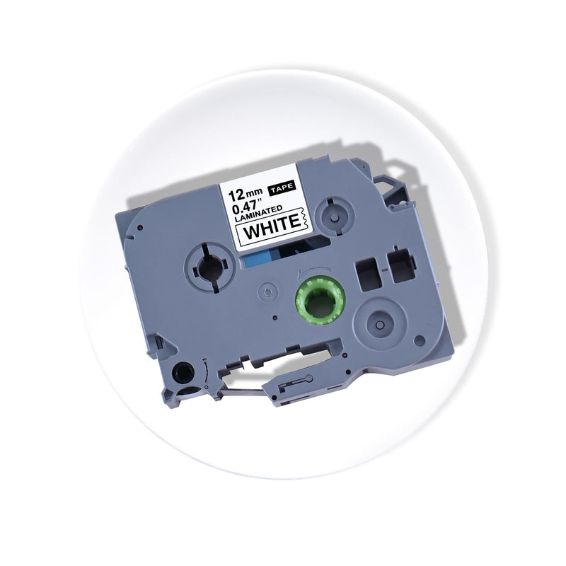 [AUSTRALIA] - Replacement for Brother P Touch Label Tape, Tape 12mm 0.47 Laminated Black on White Tape, Compatible with Brother PT-D210 D410 H110 D220, 6-PK 