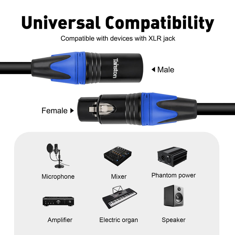 XLR Cable 25 Feet 2 Pack Premium XLR Microphone Cable 3-Pin Balanced Microphone Mic Cord Male to Female XLR Speaker Cable 25 FT