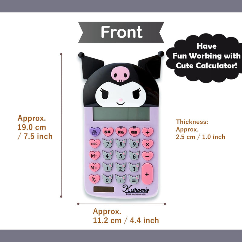SanrioOriginal Face Shaped Calculator (Japan Import) - Includes Cherry Blossom Message Card (Kuromi) Kuromi