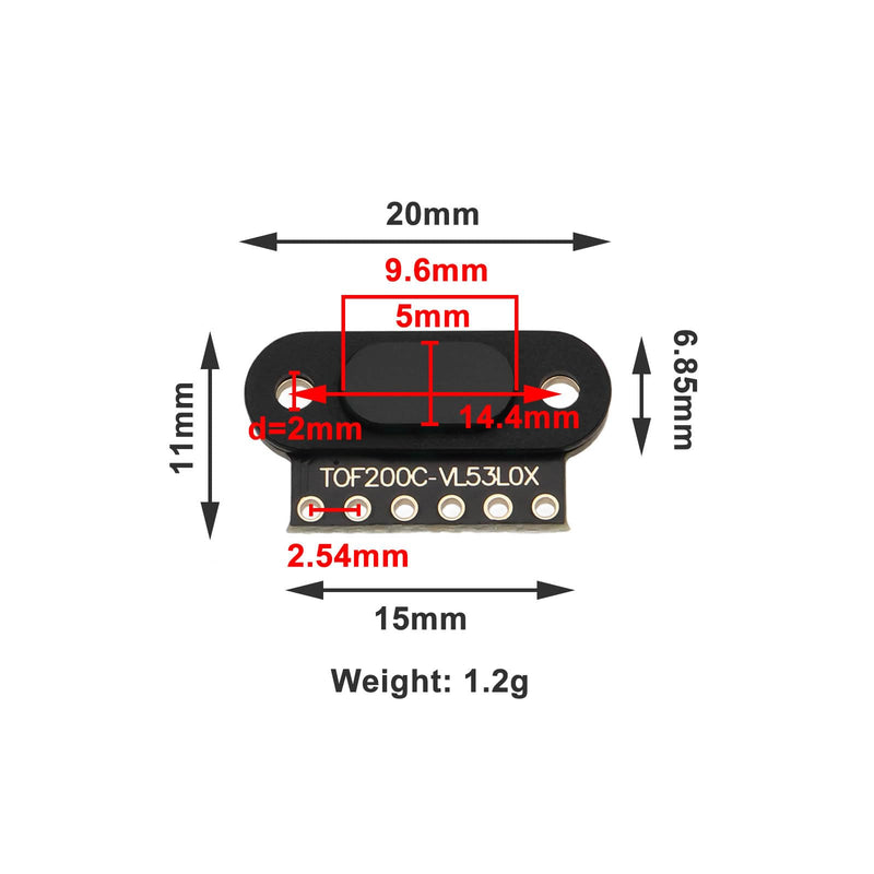 Create idea 1 Set Time of Flight TOF200C (2M) Laser Distance Sensor Module Compatible with ArduinoDEMO, Compatible with STM32 Demo (40mA 25°)