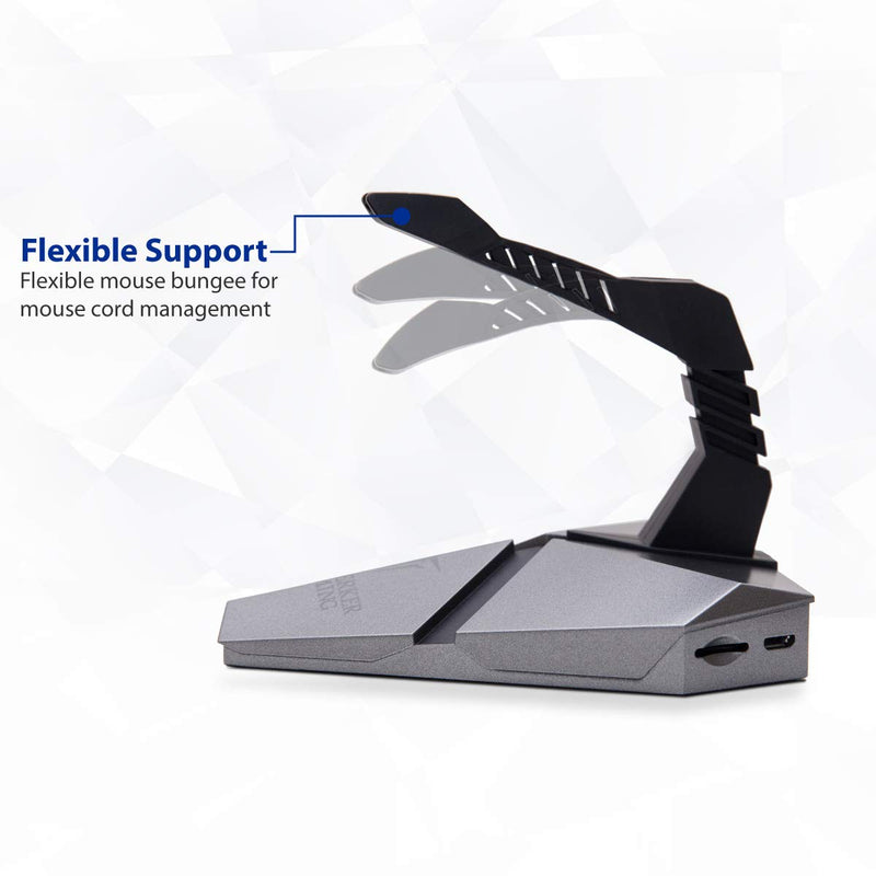 LOKI Gaming Mouse Bungee Stand - RGB LED Lights - 4 Port USB 3.0 Hub with Active Power - Micro SD Card Reader Slot - PC; Mac; Linux
