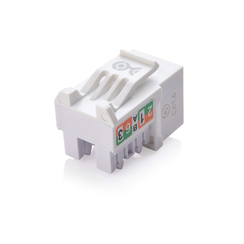 Cable Matters Rack or Wall Mount 24-Port Cat6, Cat 6 Keystone Patch Panel (Blank Patch Panel) & Slim Profile 90 Degree Cat 6 RJ45 Keystone Jack in White