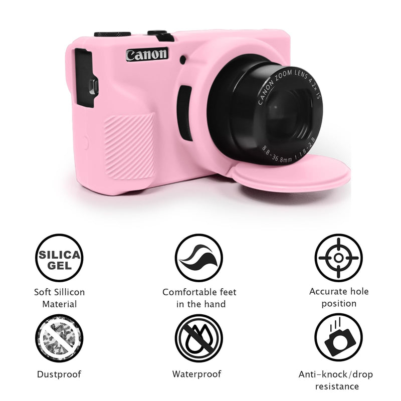 [AUSTRALIA] - G7X III Case for Canon Powershot G7X Mark III Digital Camera, Soft Silicone G7X III Camera Case Accessories, Protective Case Cover for G7XIII G7X3 with Detachable Lens Cover - Pink 