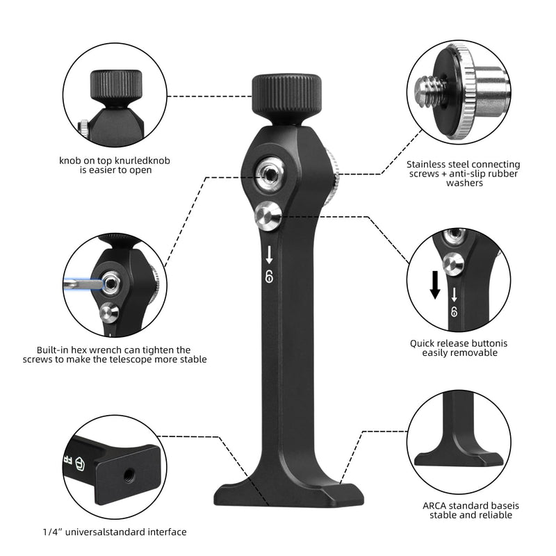 Fanaue Aluminum Binocular Tripod Adapter Quick Release,Detachable Universal Binocular Mount Accessories with 1/4-20 Inch Threading,Compatible with Arca Swiss and 1/4 Thread Head