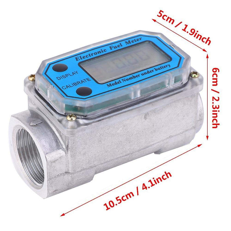 Jadeshay Flow Meter for Turbines, Mini Digital Flow Meter 1 Inch NPT Thread Flow Meter for Fuel 15-120L 1 Inch (Blue-LW-25) Blue