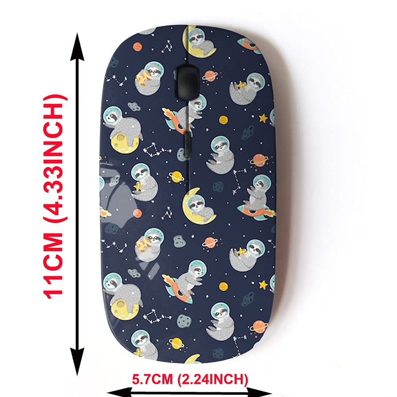 2.4G Wireless Mouse with Cute Pattern Design for All Laptops and Desktops with Nano Receiver - Space Funny Sloth