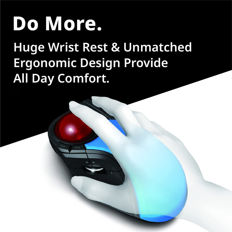 ELECOM HUGE Trackball Mouse, 2.4GHz Wireless, Finger Control, 8-Button Function, Precision Optical Gaming Sensor, Palm Rest Attached, Smooth Red Ball, Windows11, macOS (M-HT1DRBK) Wireless Trackball Mouse