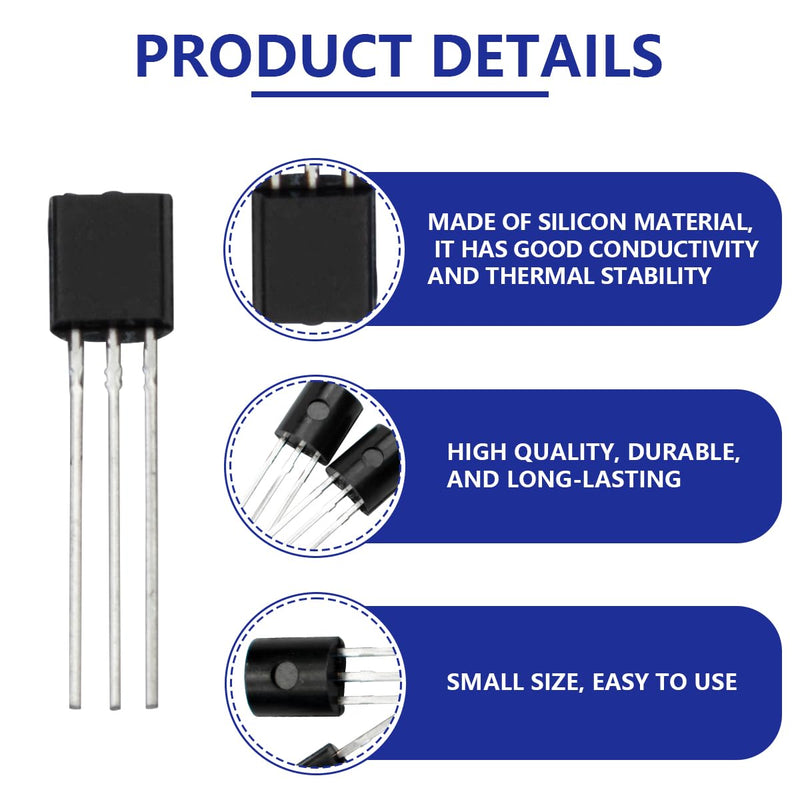 Innfeeltech 50 Pcs BJT Power Transistors Values 2N2222 NPN Power Universal Transistors