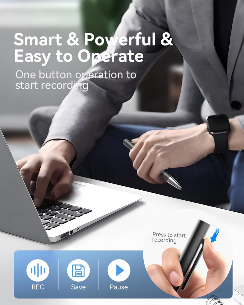 [AUSTRALIA] - 64GB Digital Voice Recorder, Recording Device with Noise Reduction, Voice Activated Tap Recorder for Lectures,Meetings, Work, Interviews, Class Black 