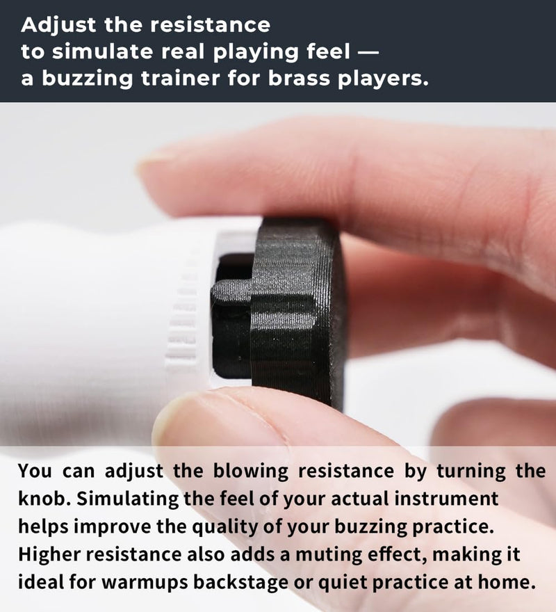 [AUSTRALIA] - Trumpet Mouthpiece Buzzing Practice Tool – Anywhere Practice & Warm-up – One-Touch Adjustable Resistance - BRASS BUZZ TRAINER (Black) Black 