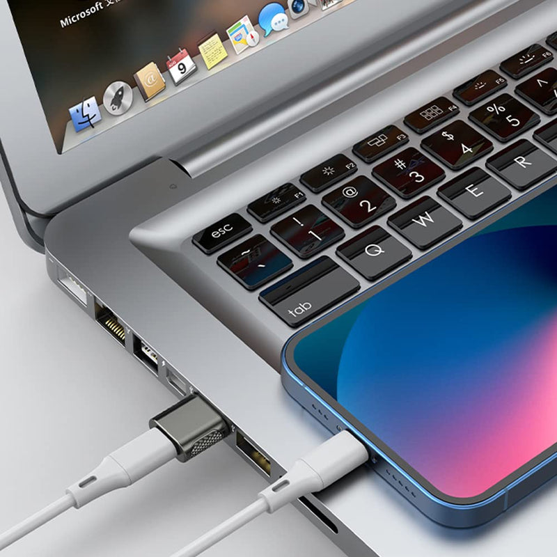 AuviPal USB C Female to USB Male Adapter 2 Pack, USB A Charger to USB Type C Cable Converter for Apple Watch iWatch Series 7 SE, iPhone, AirPods, iPad, Samsung and More