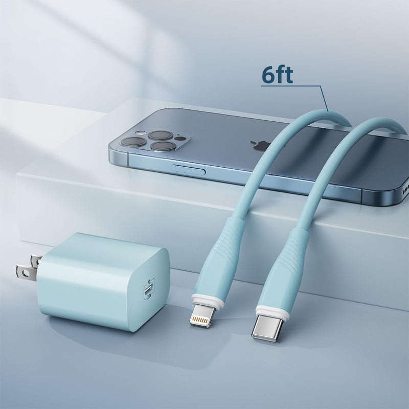 iPhone Charger 20W PD USB C Adapter and 6 FT USB C to Lightning Cable iPhone Fast Charger Compatible with iPhone 14 13 12 11 X 8 7 More
