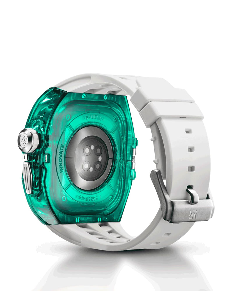 Rugged Case with Band for Apple Watch Ultra 3/2/1 49mm, Translucent Heavy Duty Case with Military Sport Strap for Men, Tactical Grade Shockproof Bumper Cover for iWatch, G-WR Green/White 49mm Ultra 3/2/1