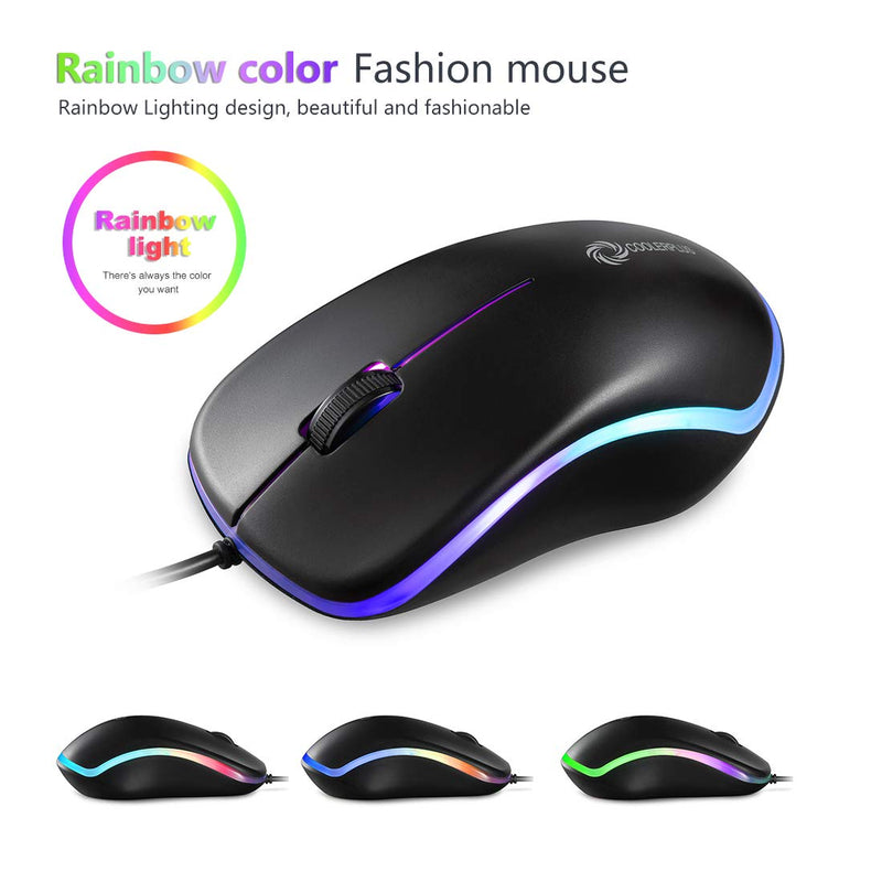 Coolerplus FC112 USB Optical Wired Computer Mouse with Easy Click for Office and Home, 1000DPI, Premium and Portable,Compatible with Windows PC, Laptop, Desktop, Notebook (Black) Black