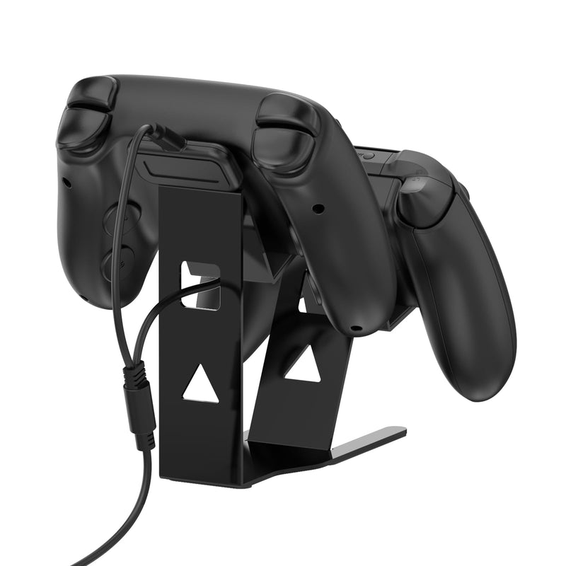Universal Metal Desktop Stand for Steam Controller 2 with Charging Cable, Two Gamepads Holder for PS5, Xbox Series X, Xbox, 360, Ps5, Ps4, Switch with Non Slip Pads