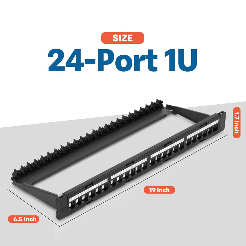 Everest Media Solutions Bundle – 2 Items: 24-Port Keystone Patch Panel + 20 Pack of RJ45 CAT6 Keystone Jacks - White