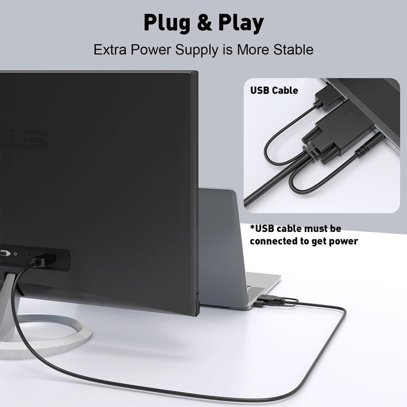 [AUSTRALIA] - VGA to DisplayPort Cable 6 Feet,1080P Uni-Directional VGA Computer to DP DisplayPort Monitor Adapter Male to Male Gold-Plated Cord Compatible with VGA Source to DP Display 