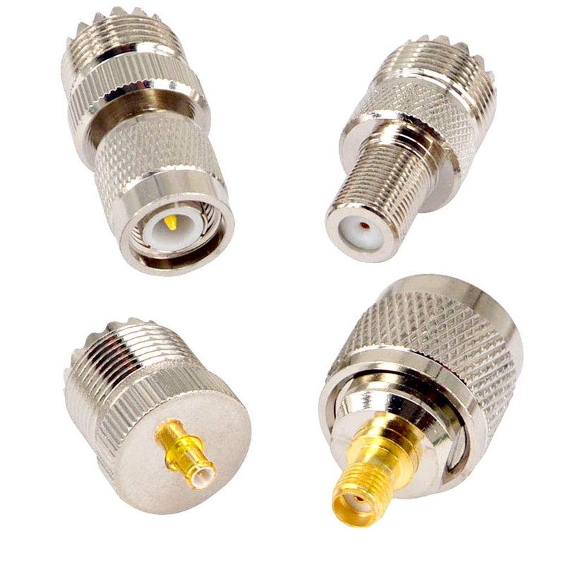onelinkmore 20 Type Set UHF PL259 SO239 Mini UHF Adapter Kits UHF to SMA/BNC/MCX/FME/F/TNC/Mini UHF RF Coaxial Adapter Male Female Coax UHF VHF HF Radios Adapter Connector Kit … Black