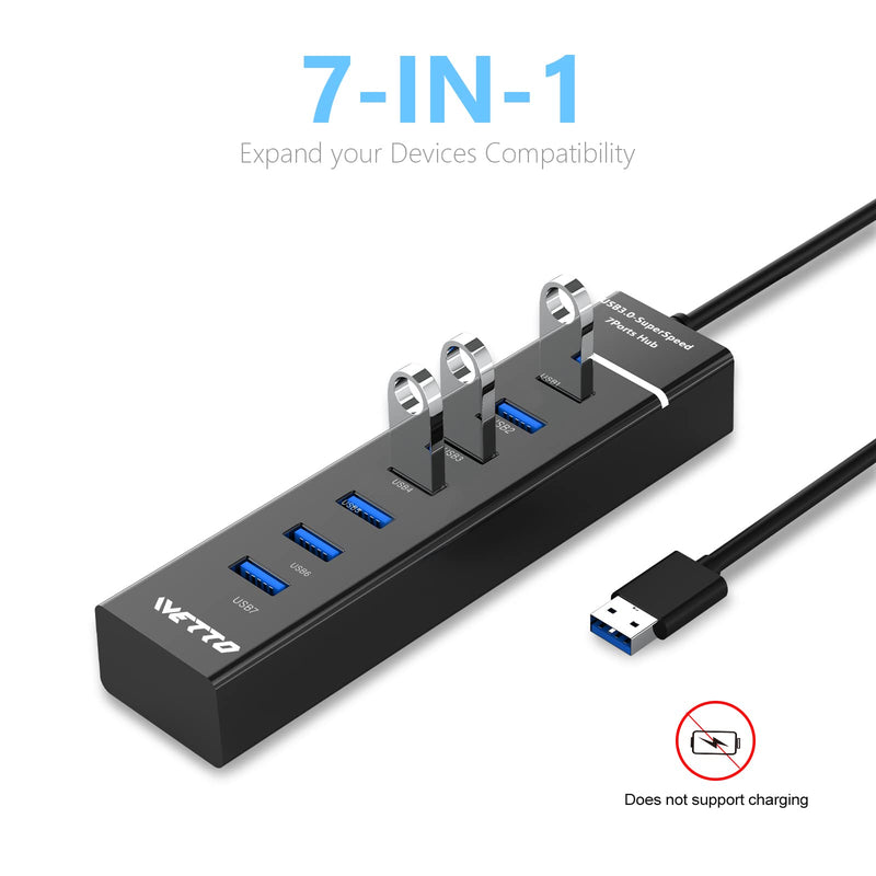 7-Port USB 3.0 Hub, IVETTO Data USB Hub with 38inch Long Cable for Laptop, PC, MacBook, Mac Pro, Mac Mini, iMac, Surface Pro and More