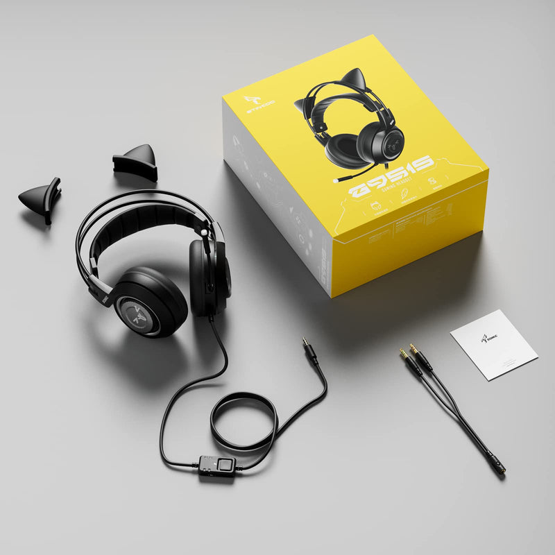 [AUSTRALIA] - SOMIC Stereo Gaming Headset with Mic for PS4, PS5, Xbox One, PC, Mobile Phone, 3.5MM Sound Detachable Cat Ear Headphones Lightweight Self-Adjusting Over Ear Office Headphones G951S Black 