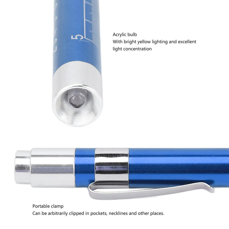 YUYTE Pen Light with Pupil Gauge, LED Pen Light, Yellow Lighting, Concave Head, Aluminium Alloy, Medical Pen Light with Pupil Gauge, for Ear, Nose, Throat (Blue)