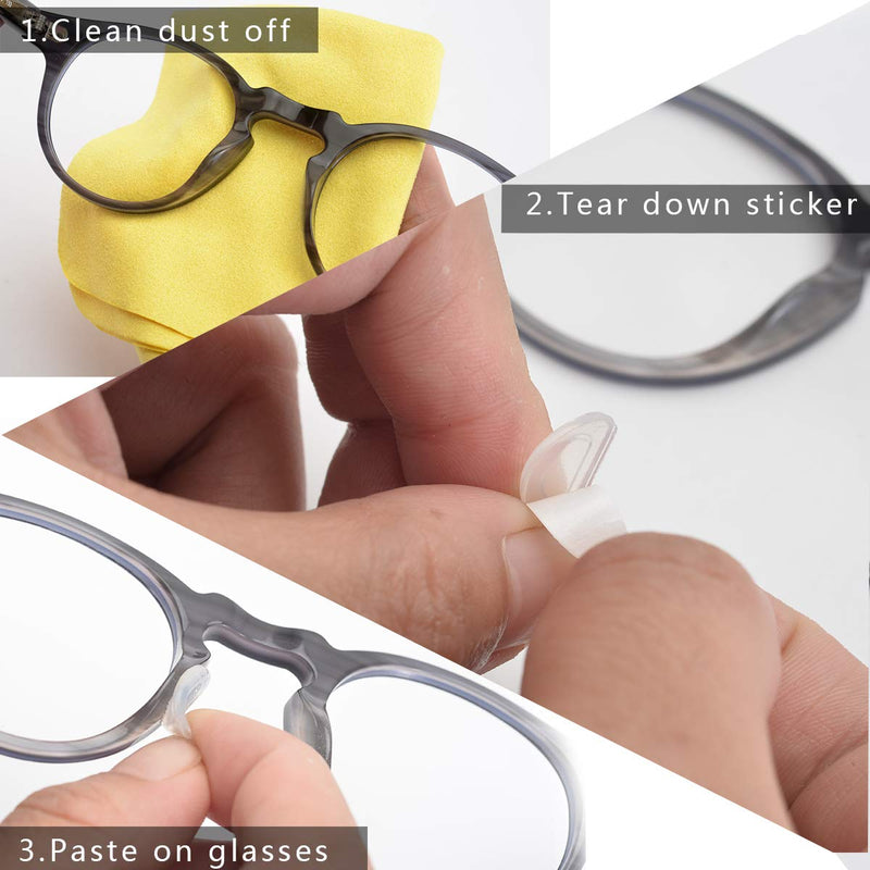 Adhesive Nose Pad, 12 Pairs Eyeglass Nose Pads Stick On Silicone Anti-Slip for Glasses Sunglasses Thin Nose Pads Eyeglasses (6-Black & 6-Clear) 6 Black & 6 Clear