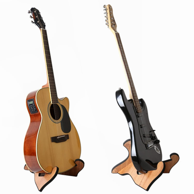 Miwayer Guitar Stand Wood Thickened Universal, with 0.12 Inch Soft Leather Ddge, Safe Non-Slip Portable Stringed Wooden Guitar Rack, Used for Acoustic, Classical, Electric Guitar, Bass Brown