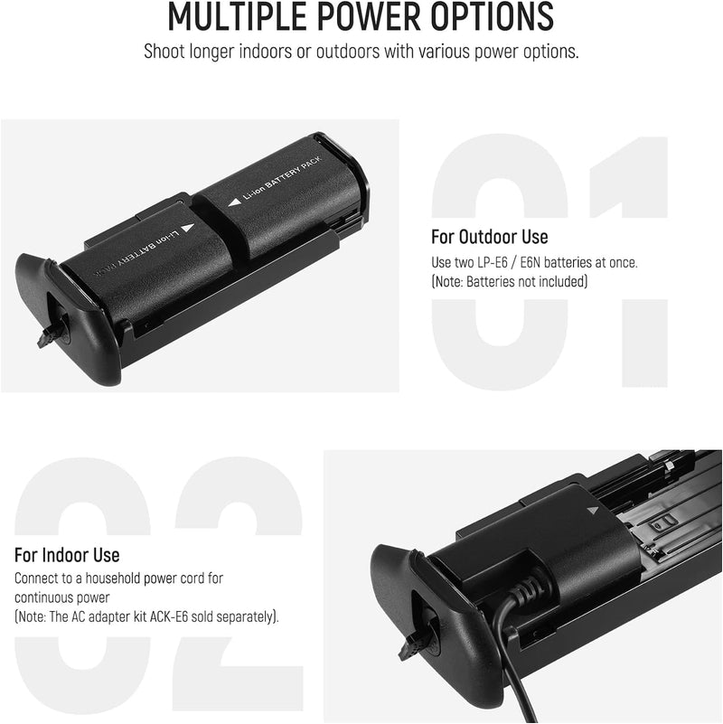 BG-E21 Battery Grip Replacement Compatible with Canon 6D Mark II DSLR Camera, Vertical Battery Holder Grip with Two Compartments for 1 or 2 LP-E6/LP-E6N Battery