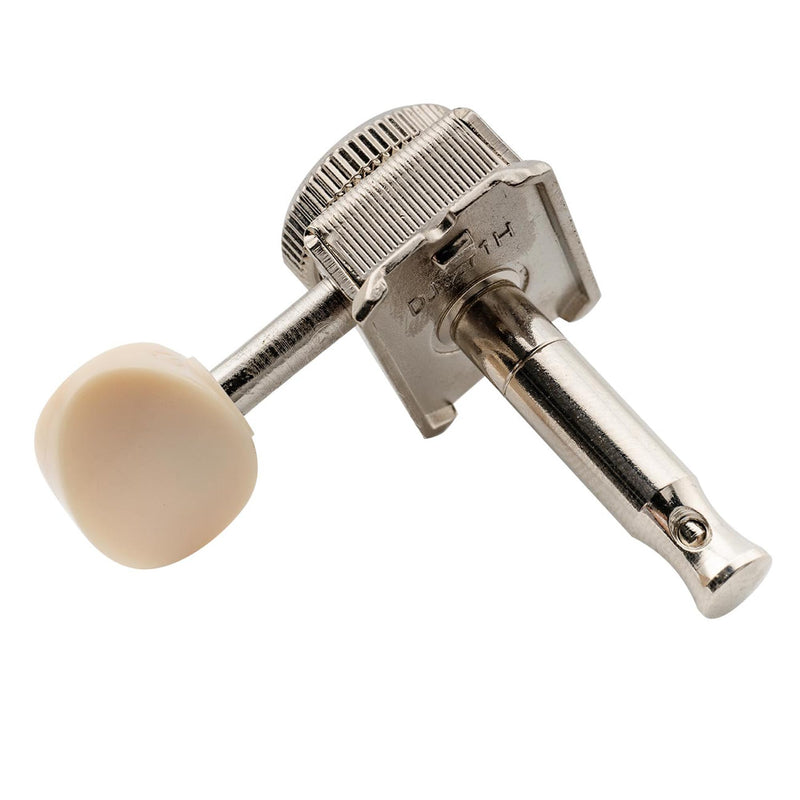 Musiclily Pro 6 inline Vintage Guitar Locking Tuners Guitar String Tuning Pegs Keys Machine Heads Replacement for Strat/Tele ST TL Style Electric Guitar, Nickel with Plastic Button