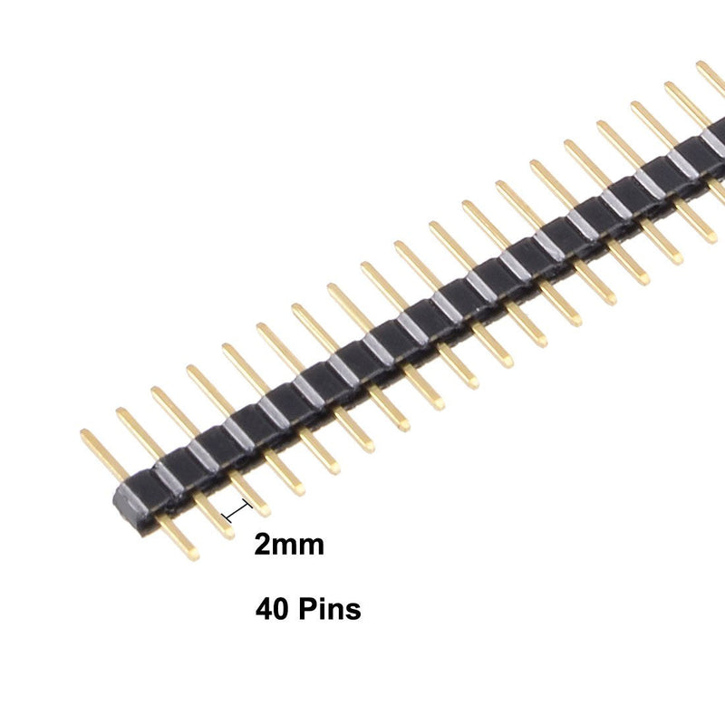 sourcing map 2 mm Pitch 40P Single Row Straight Connector Pin Strip for Prototype Shield Pack of 10