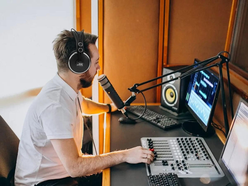 Monoprice Over Ear Closed‑Back Pro Audio Monitoring Headphones - 50mm Drivers, With Mini 3 Pin Connector, 3 Meter (9.84 Feet) Cable, Black - SR Studio Series