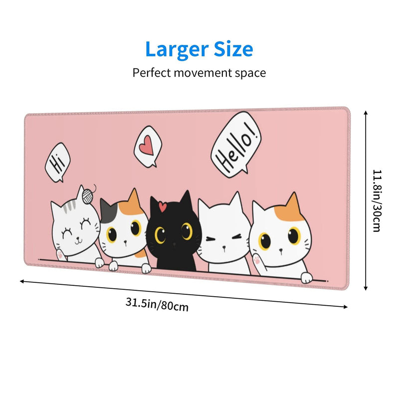 Pink Cute Kittens Cat Gaming Mouse Pad Large XL Girls Kawaii Desk Mat Long Extended Pads Big Mousepad for Home Office Decor Accessories 1