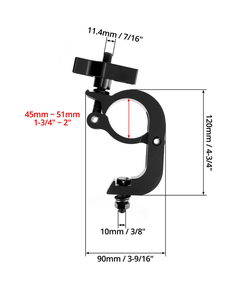 [AUSTRALIA] - QWORK Heavy Duty Truss Clamp Stage Light Trigger Clamp, 10 Pack 330 lb. Aluminum Fixture, DJ Light Clips Fits 1.89-2.0 in. Trusses, for Par Light Moving Head Beam Stage Light, Black 