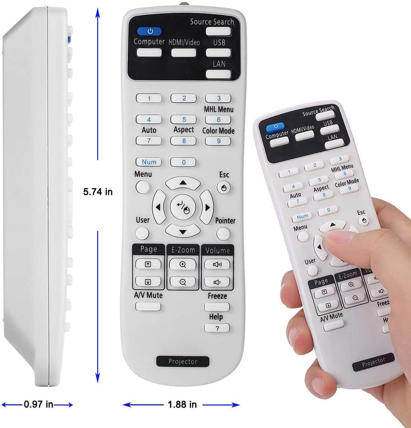 Universal Projector Remote Control 2181788 1613717 1648806 1547200 for Epson PowerLite, Home Cinema, BrightLink, Home Pro Projector Series, One Replacement Remote Control for All