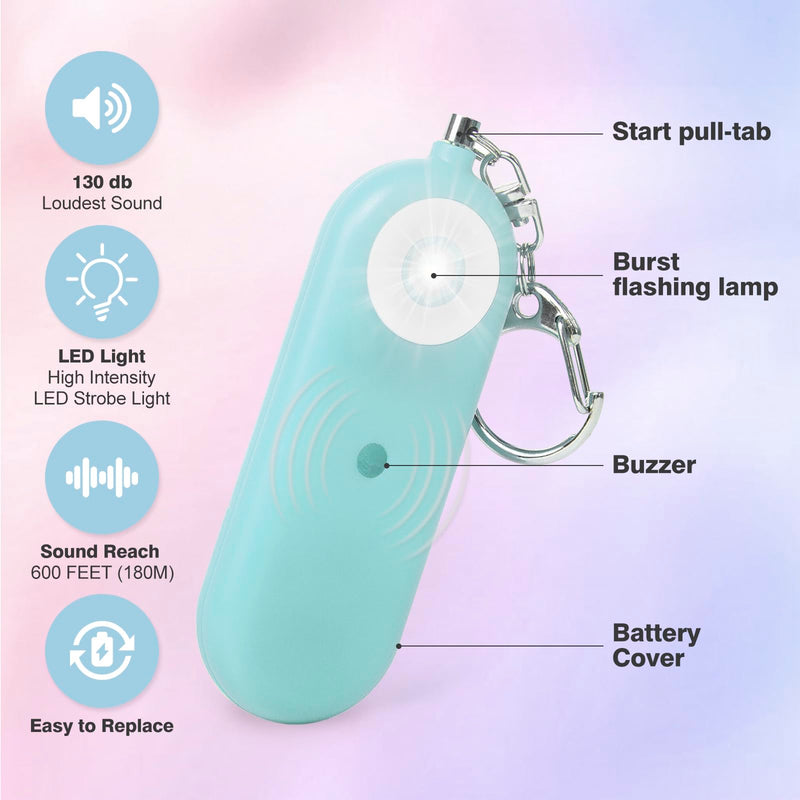 Personal Safety Alarm for Women - 130dB Self Defense Keychains Siren Whistle, Replaceable Battery with SOS LED Strobe Light - Emergency Security Safe Protection Devices for Kids Elderly Blue Light 1