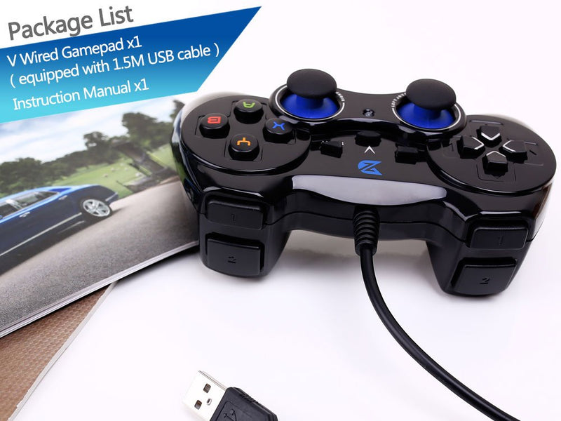 ZD-V+ USB Wired Gaming Controller Gamepad For PC/Laptop Computer(Windows XP/7/8/10/11) & PS3 & Android & Steam - [Black]