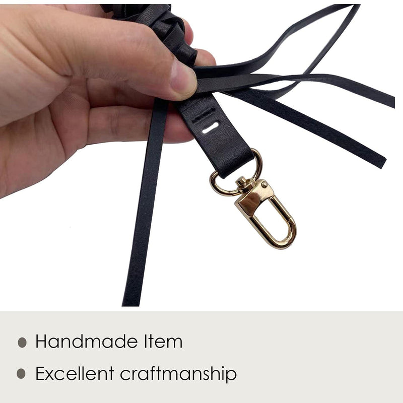 Genuine Leather Braided Handle compatible with Neonoe Strap for Metis Noe BB NM Beaubourg Hobo Black