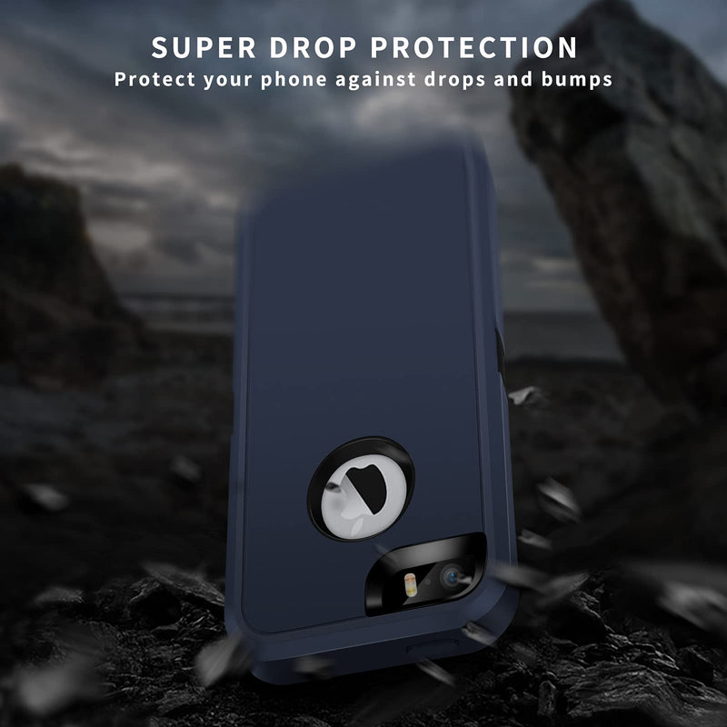 Heavy Duty Shockproof Cases for iPhone 5 5S SE 2016 and Bluetooth 5.1 Wireless Headphones for Android iPhone White