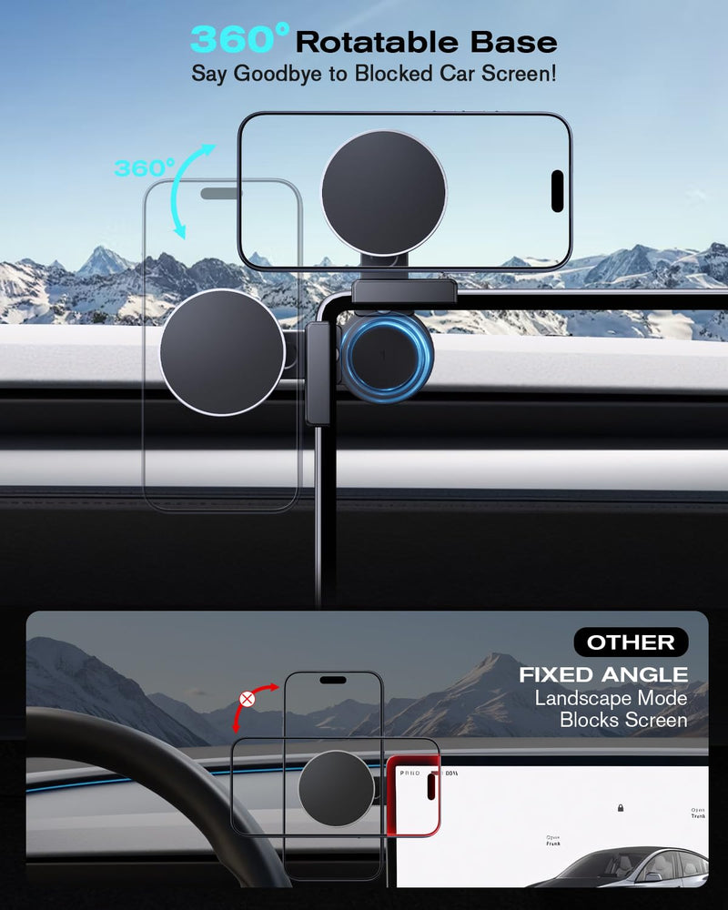 BIXUAN 360° Adjustable Magnetic Phone Holder for 2025-2026 Volkswagen VW Tiguan 15 Inch Screen, Screen-Friendly for MagSafe Magnetic Car Dash Phone Holder Tiguan 25-26 15in Phone Holder