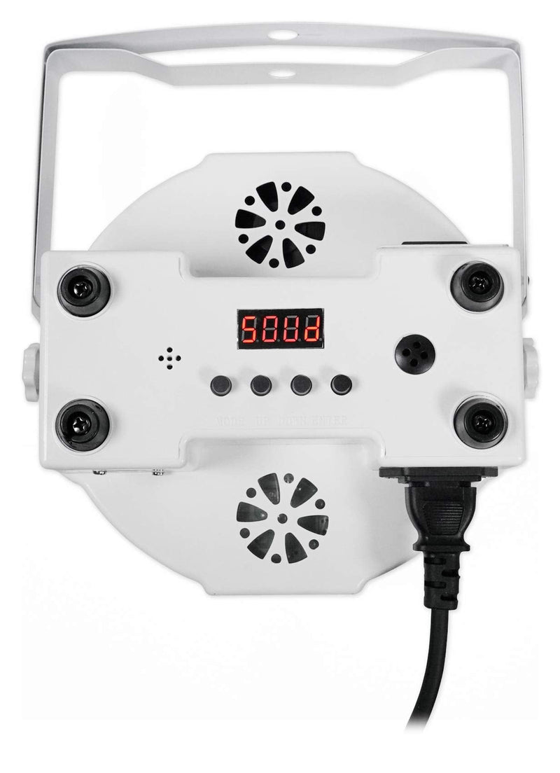 [AUSTRALIA] - Rockville RockPAR50 White Compact 24W LED RGB Par Can DJ/Club/Stage Wash Light, DMX Control, Daisy-Chain Power, Sound-Activated, for Parties, Weddings, and Live Performances 