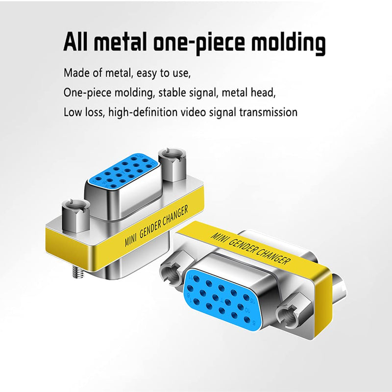 vga to vga 15 vga Connector、Null Modem Adapter Male to Male、Male to Female、vga Female to Female Adapter Extender Dual vga Adapter for 2 Monitors (2, Female to Female)